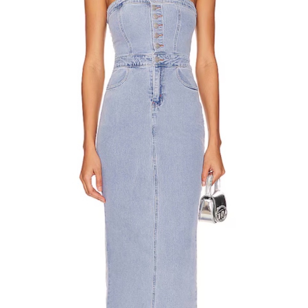 superdown Light Blue Denim Maxi Dress